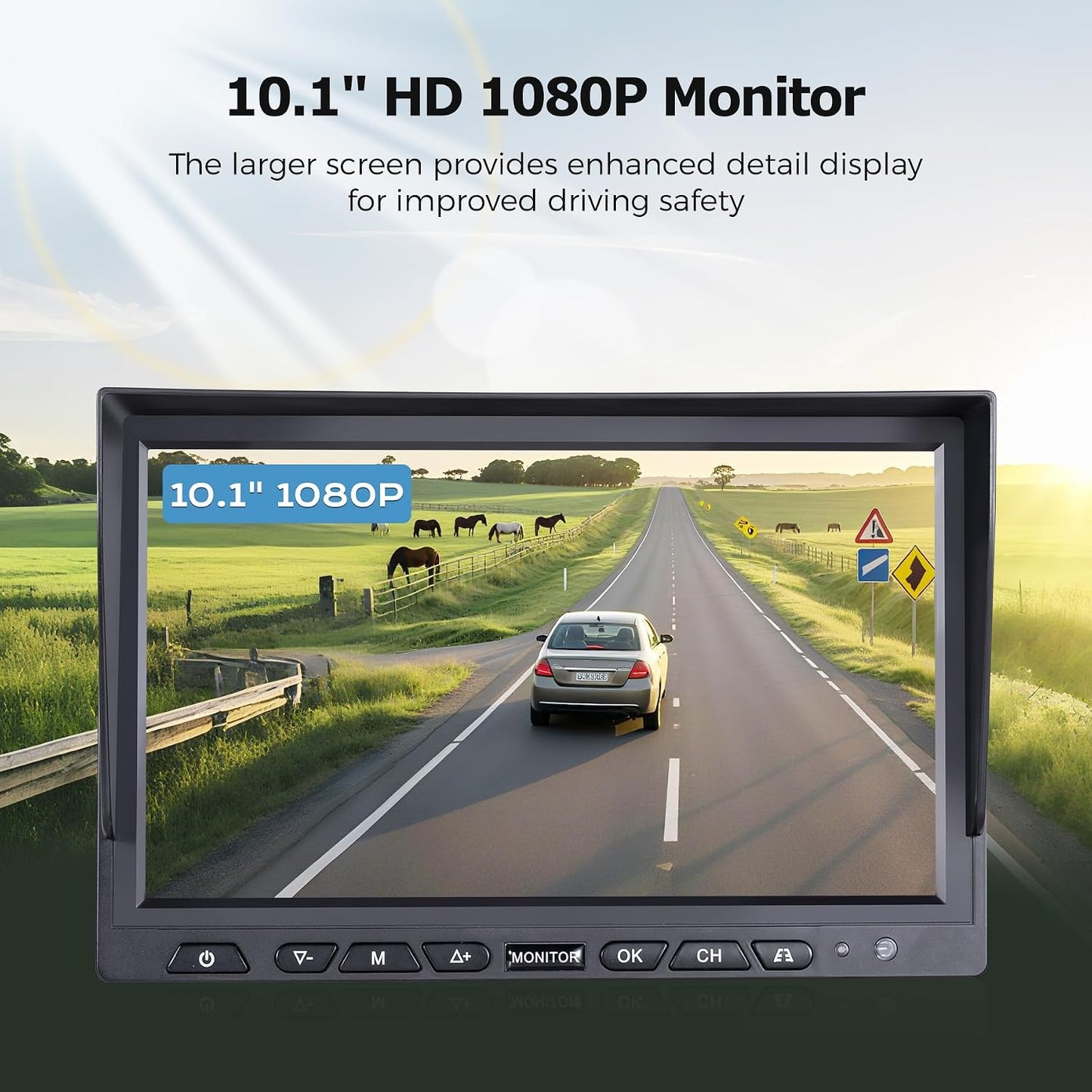 WOOCARTY 10.1" Wireless RV Backup Camera System, 2 Rear Cameras & 2 Side Cameras for Reversing/Monitoring Trailer Truck Pickup Camper, 1080P DVR Monitor, IP69K Waterproof IR Night Vision Camera, WN4