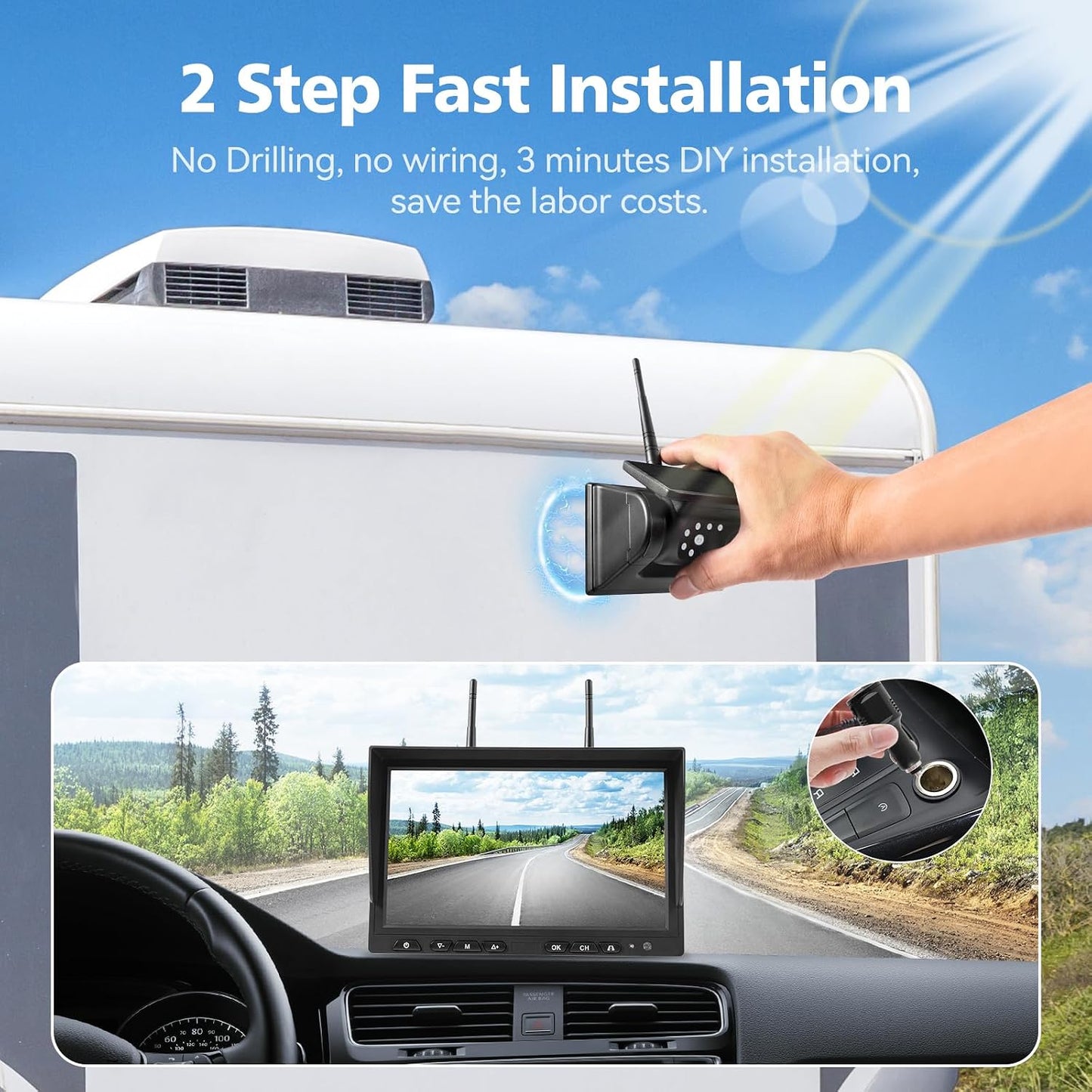 WOOCARTY HD Magnetic Single Solar Wireless Rear View Backup Camera, Suitable for Model SR2 & SR4 Purchased After June 1st 2025 (Please Consult Seller Before Purchase If NOT Sure The Model You Have)