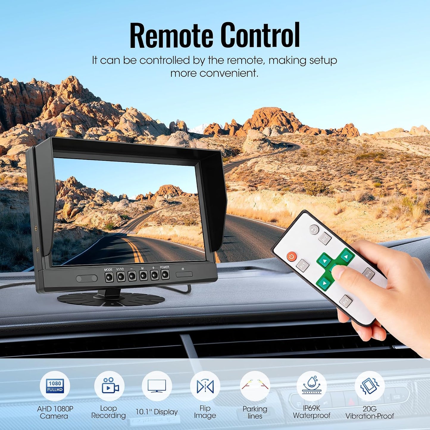 WOOCARTY 10.1" 2-Wired Backup Camera System, DVR Dual Screen Rear View Camera, IP69 Waterproof IR Night Vision, 20G Vibration-Proof for Trailer/Tractor/Truck/Combine/Skid Steer/Heavy Equipment/UTV, Y3