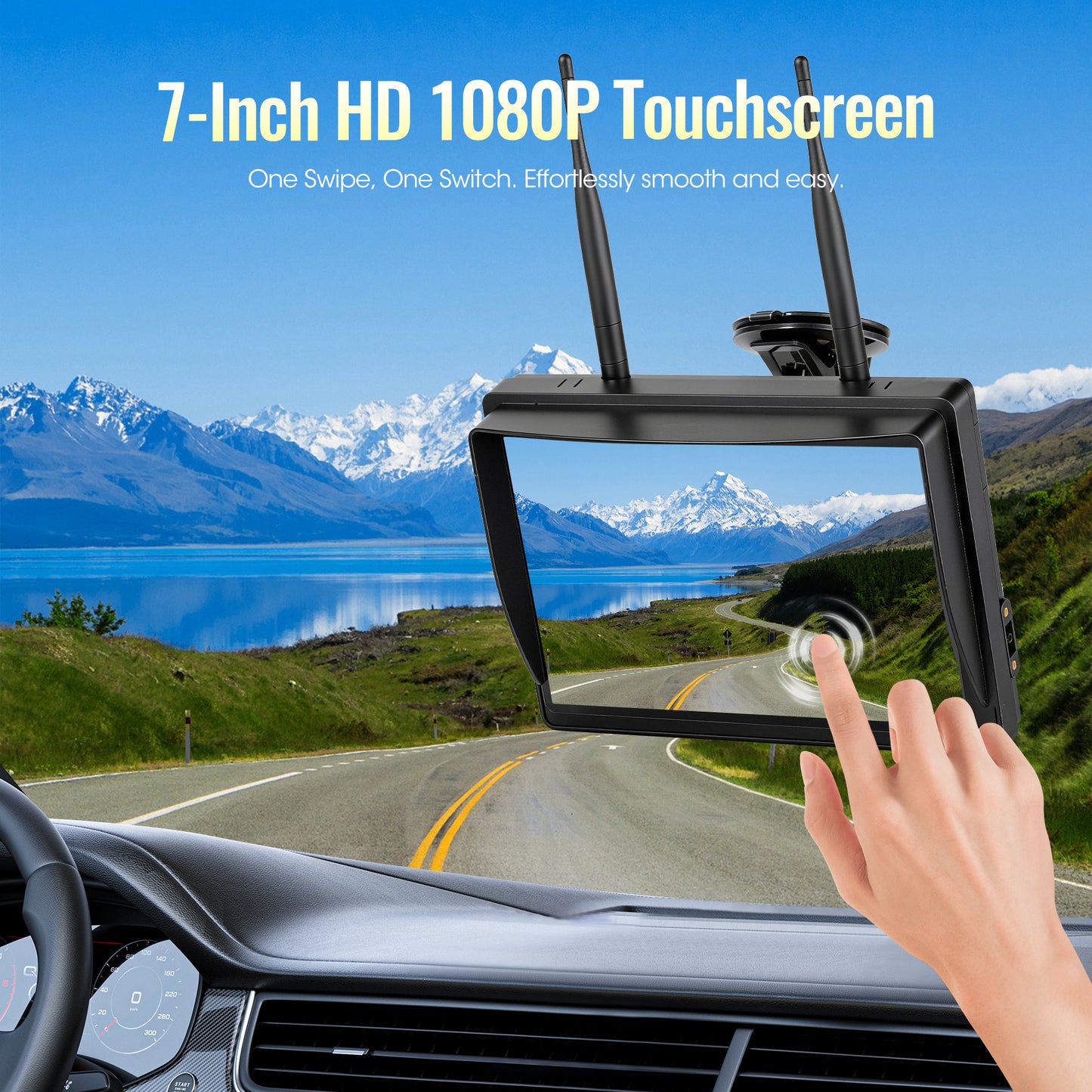 WOOCARTY Magnetic Wireless RV Backup Camera System, 7" 1080P Touchscreen DVR Rear Camera Compatible with Furrion Pre-Wired Plug, Night Vision Waterproof Camera for Hitching, RV, Trailer, Truck, A11