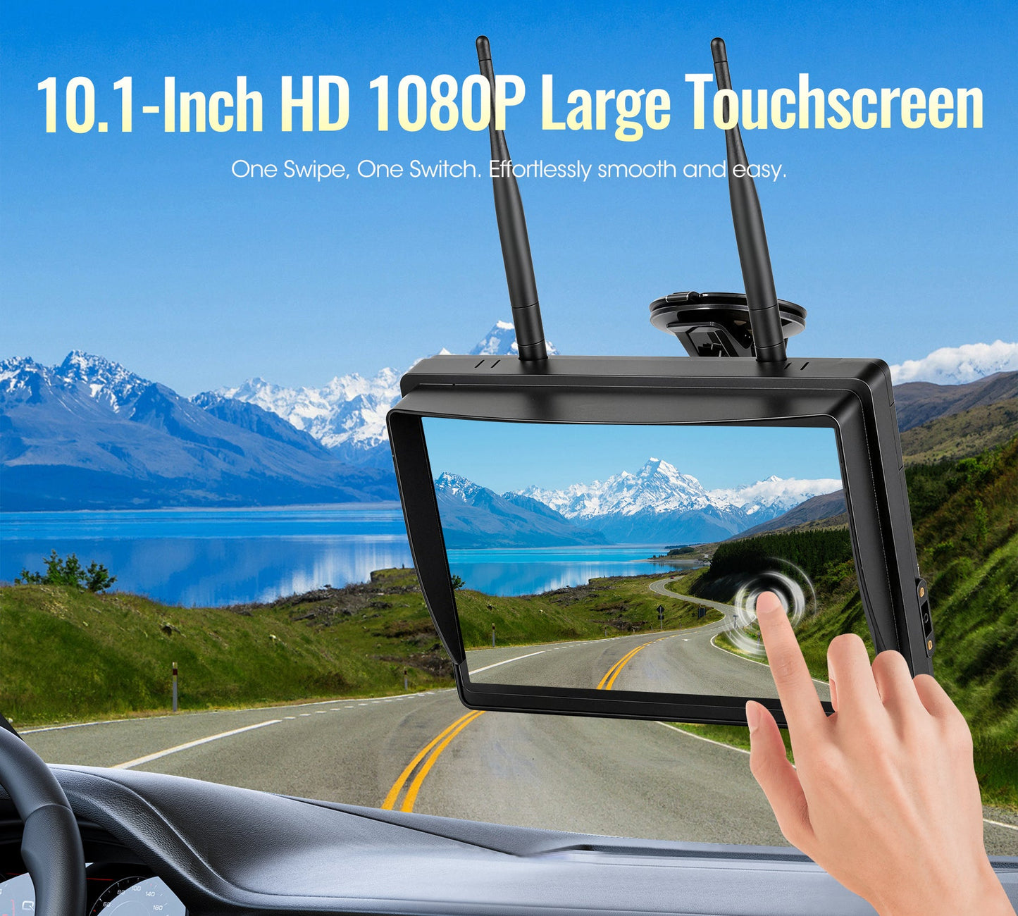 WOOCARTY 10.1" - 4 Magnetic Wireless RV Backup Camera System, 1080P DVR Touchscreen Rear Side Cameras for Monitoring, Compatible with Furrion Pre-Wired Plug, Night Vision Camera for Trailer Truck, A24