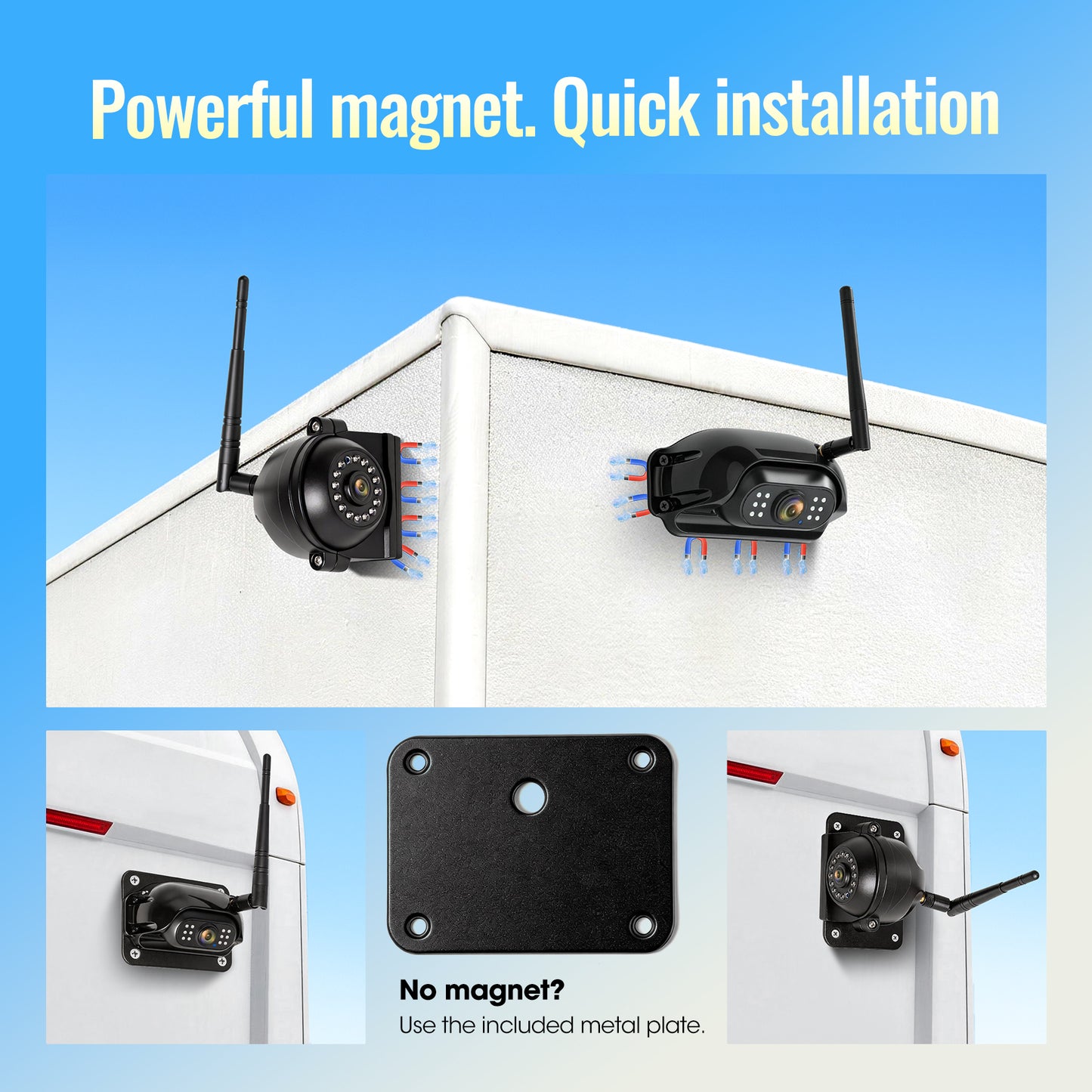 WOOCARTY 10.1" - 3 Magnetic Wireless RV Backup Camera System, 1080P DVR Touchscreen Rear Side Cameras for Monitoring, Compatible with Furrion Pre-Wired Plug, Night Vision Camera for Trailer Truck, A23