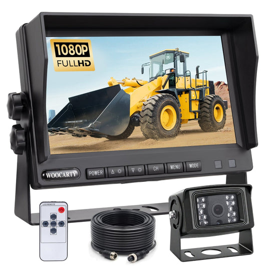 WOOCARTY 7-inch AHD1080P Wired RV Backup Camera System, IP69k Waterproof IR Night Vision Reversing Camera, Vibration-Proof 20G for Trailer/Tractors/Truck/Excavator/Skid Steer/Heavy Equipment, WY7