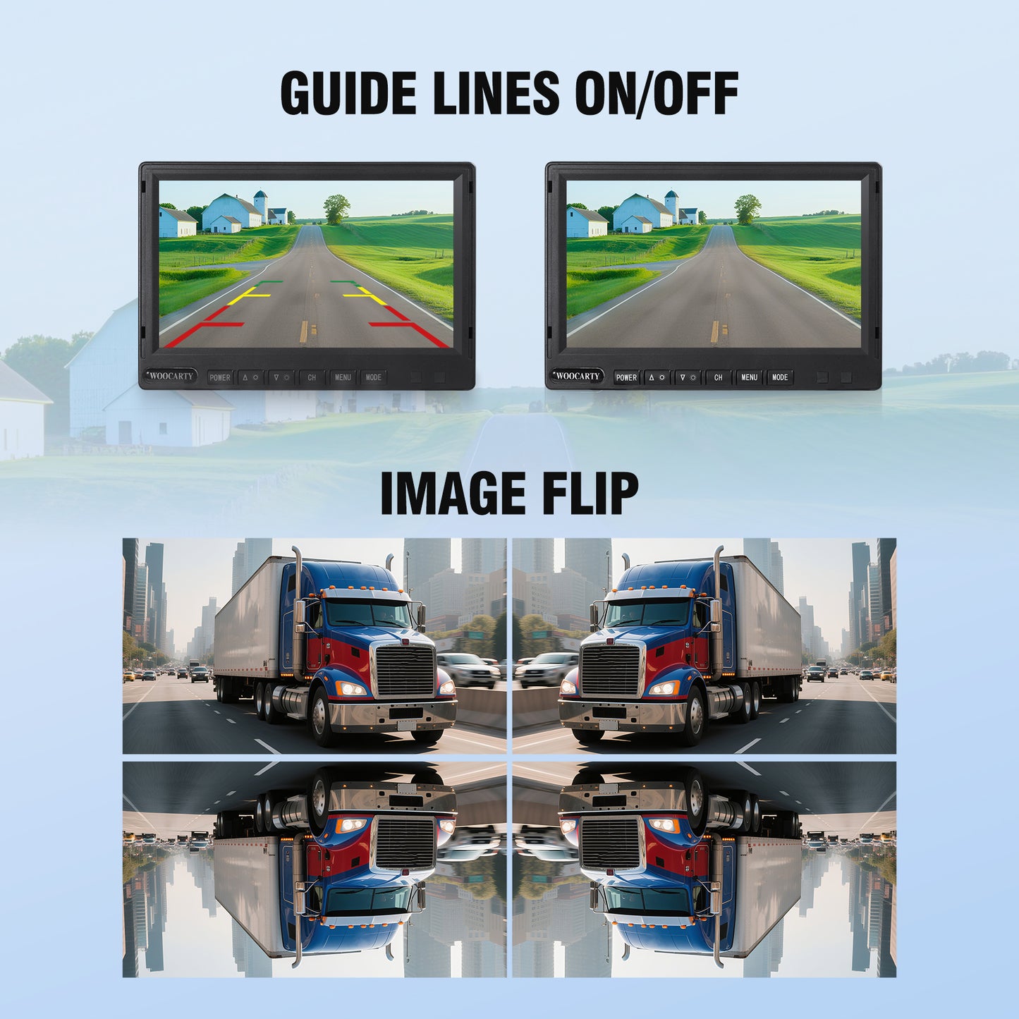 WOOCARTY 7-inch AHD1080P Wired RV Backup Camera System, IP69k Waterproof IR Night Vision Reversing Camera, Vibration-Proof 20G for Trailer/Tractors/Truck/Excavator/Skid Steer/Heavy Equipment, WY7